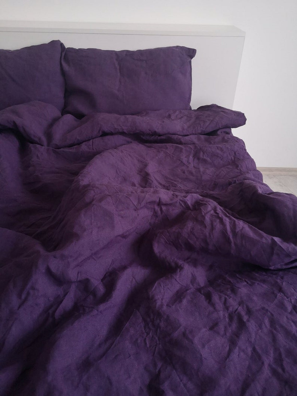 Deep Purple 100 Natural Duvet Cover Soft Cotton Material Bed Etsy