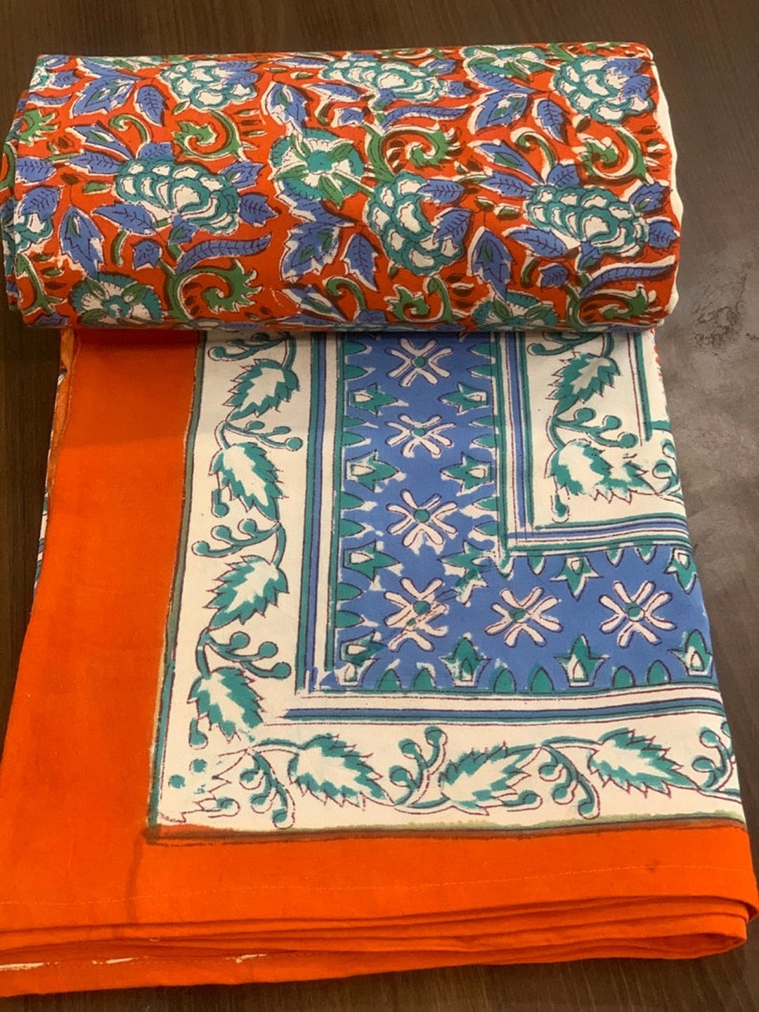 100 Cotton Hand Block Print Bed Sheet Bedspread Throw Blanket Etsy