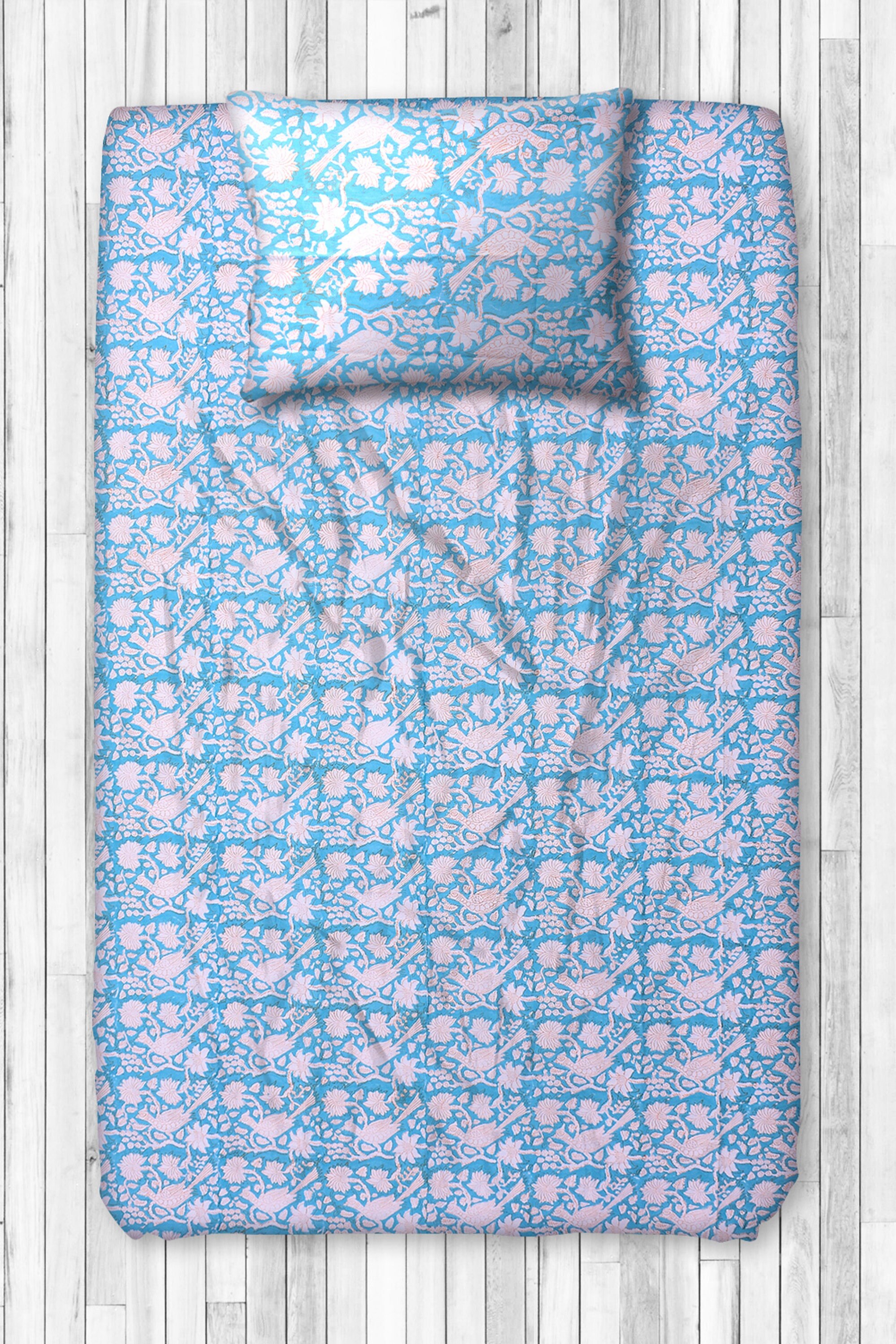 Boho Duvet Cover Green Bird Floral Block Print Duvet Cover Etsy