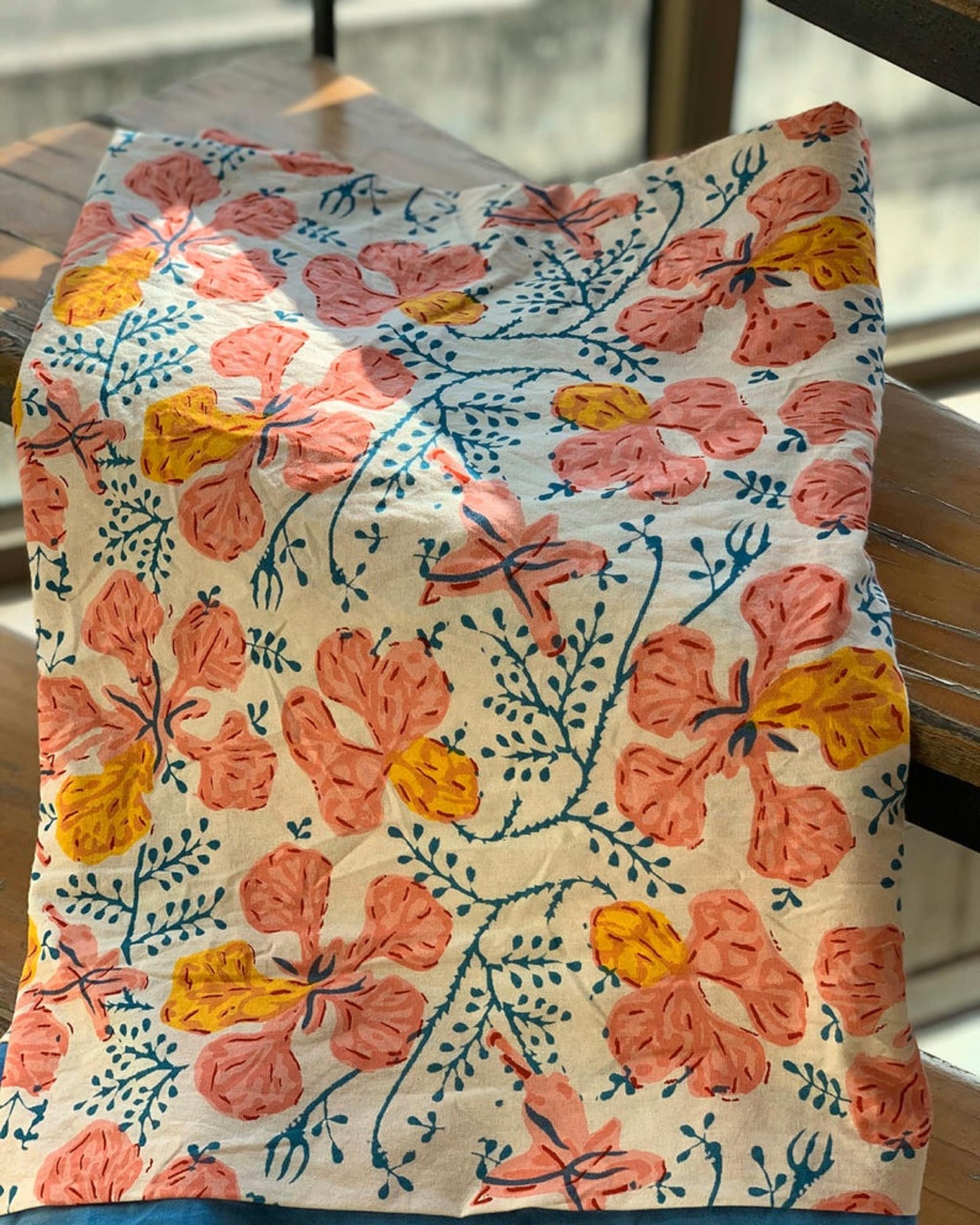 Hand Block Print Duvet Cover in Pink Yellow King Queen Twin Etsy