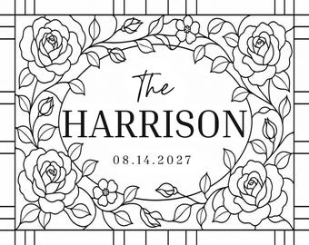 Faux Stained Glass Wedding Welcome Sign Template, Editable Canva, 20 x16 (Digital Download)