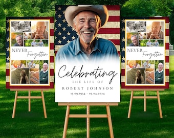 Celebration of Life Funeral, Funeral Program template, Funeral Welcome Sign Template, In Loving Memory, Memorial Poster