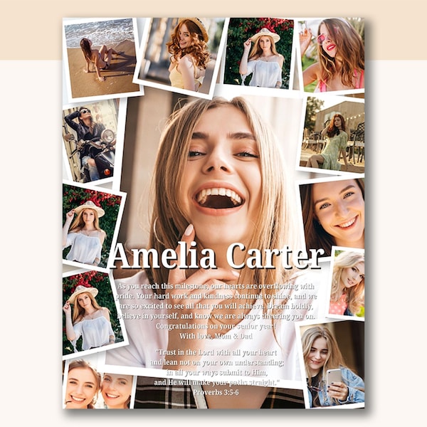 Plantilla de anuncio de página completa para anuario de último año de secundaria: homenaje a la graduación, diseño editable en Canva YT001