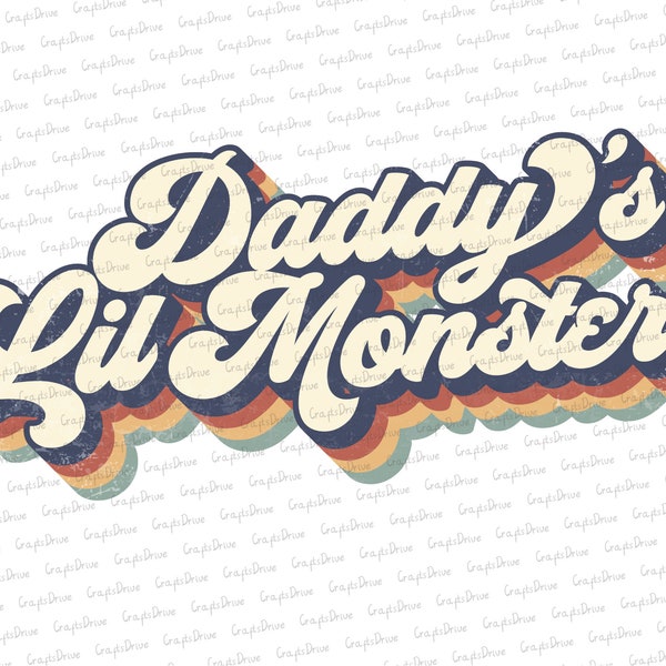 Rétro Daddy’s Little Monster Png Sublimation, vintage Daddys Lil Monster Png, Daddy And Me T-shirt Designs Instant Download