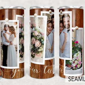 4 foto, Mr e Mrs, Foto Anniversario di matrimonio, Foto Tumbler Template, Png Sublimazione 20oz Skinny