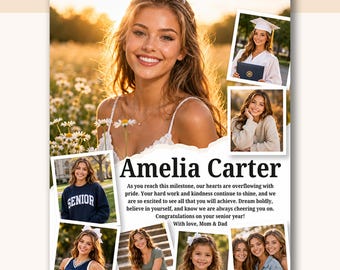 Senior Yearbook Ad Template - Full Page High School Graduation Tribute, Editable Canva Design YT20