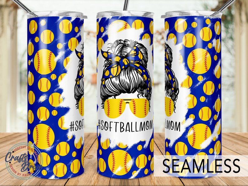 20oz Skinny Sublimation. Softball Mom Tumbler