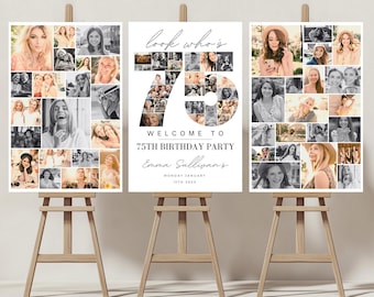 75th Birthday Photo Collage Welcome Sign (Digital Download)