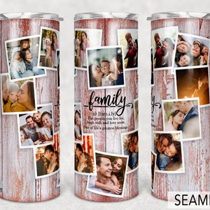Grano de madera, Cita de definición familiar, Personas viven en familia, Vaso de marco de fotos Png Sublimación 20oz Delgado, Recto cónico sin costuras