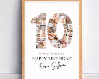 10th Birthday Photo Collage Welcome Sign Template (Digital Download)