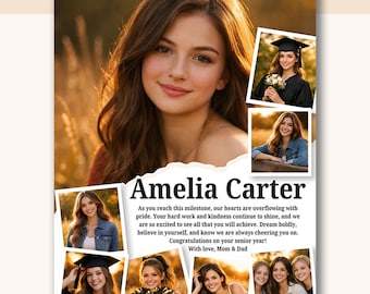 Full Page Senior Yearbook Ad Template - High School Graduation Tribute, Editable Canva Design YT20