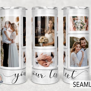 5 foto, Sr. y Sra., Imagen Aniversario de boda, Plantilla de vaso de fotos, Sublimación Png 20oz Flaco