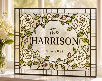 Faux Stained Glass Wedding Welcome Sign Template, Editable Canva, 20 x16 (Digital Download)