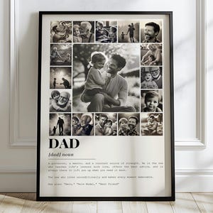 Plantilla de collage de fotos de definición de papá en Canva, regalos para el Día del Padre. Regalo con foto para papá. Arte mural para papá. Plantilla de marco de fotos Pop Pop.