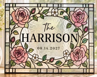 Faux Stained Glass Wedding Welcome Sign Template, Editable Canva, 20 x16 (Digital Download)