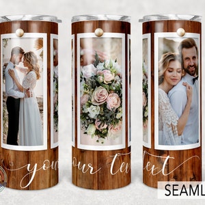 3 photo, Mr and Mrs, Picture Wedding Anniversary, Photo Tumbler Template, Png Sublimation  20oz Skinny