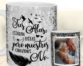 Memorial Photo Mug Wrap: Spanish Quote, 11oz PNG Sublimation (Digital Download)