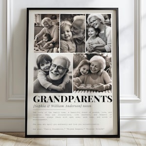 Plantilla de lienzo para collage de fotos con la definición de abuelos, regalos para abuelos, retratos familiares para pared, regalo para abuela, póster para el día de la madre