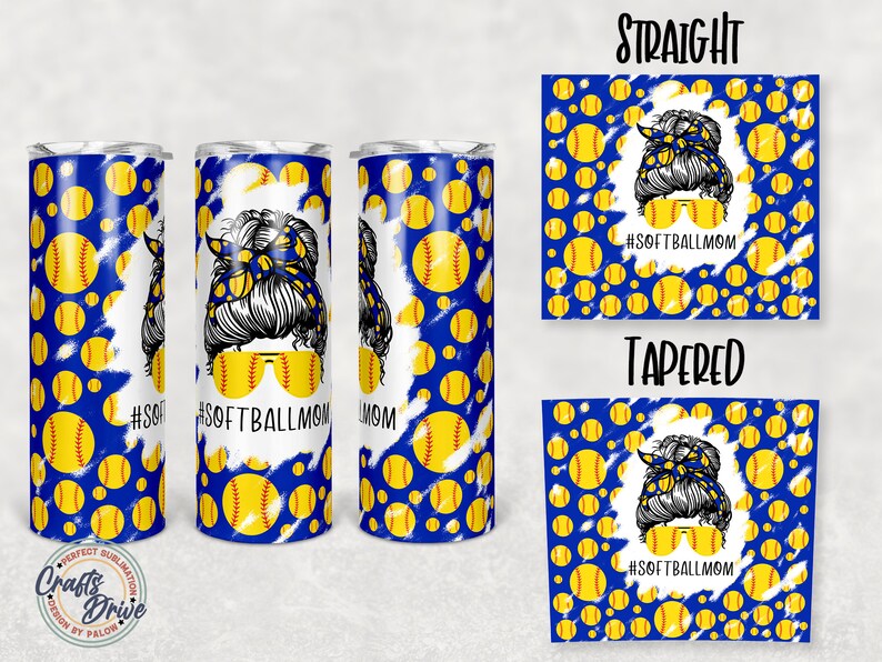 20oz Skinny Sublimation. Softball Mom Tumbler
