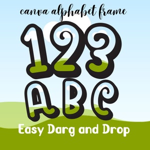 Doodle Canva Alphabet Frame: Fillable Letters & Numbers (Digital Download)