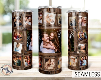 Family Photo Collage Tumbler Template: 20oz Skinny Sublimation (PNG)