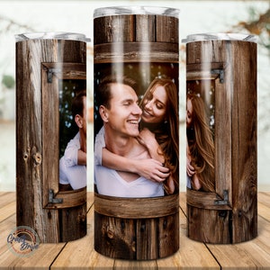 Wood Grain Tumbler png,  Photo Tumbler Template Png, Photo Collage Tumbler, Woodgrain tumbler, Personalized gifts, 20oz Skinny Sublimation