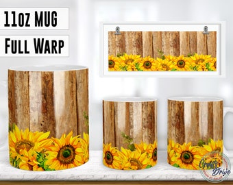 Sunflower Floral Mug, 11oz Mug Sublimation Designs, PNG File Digital Download