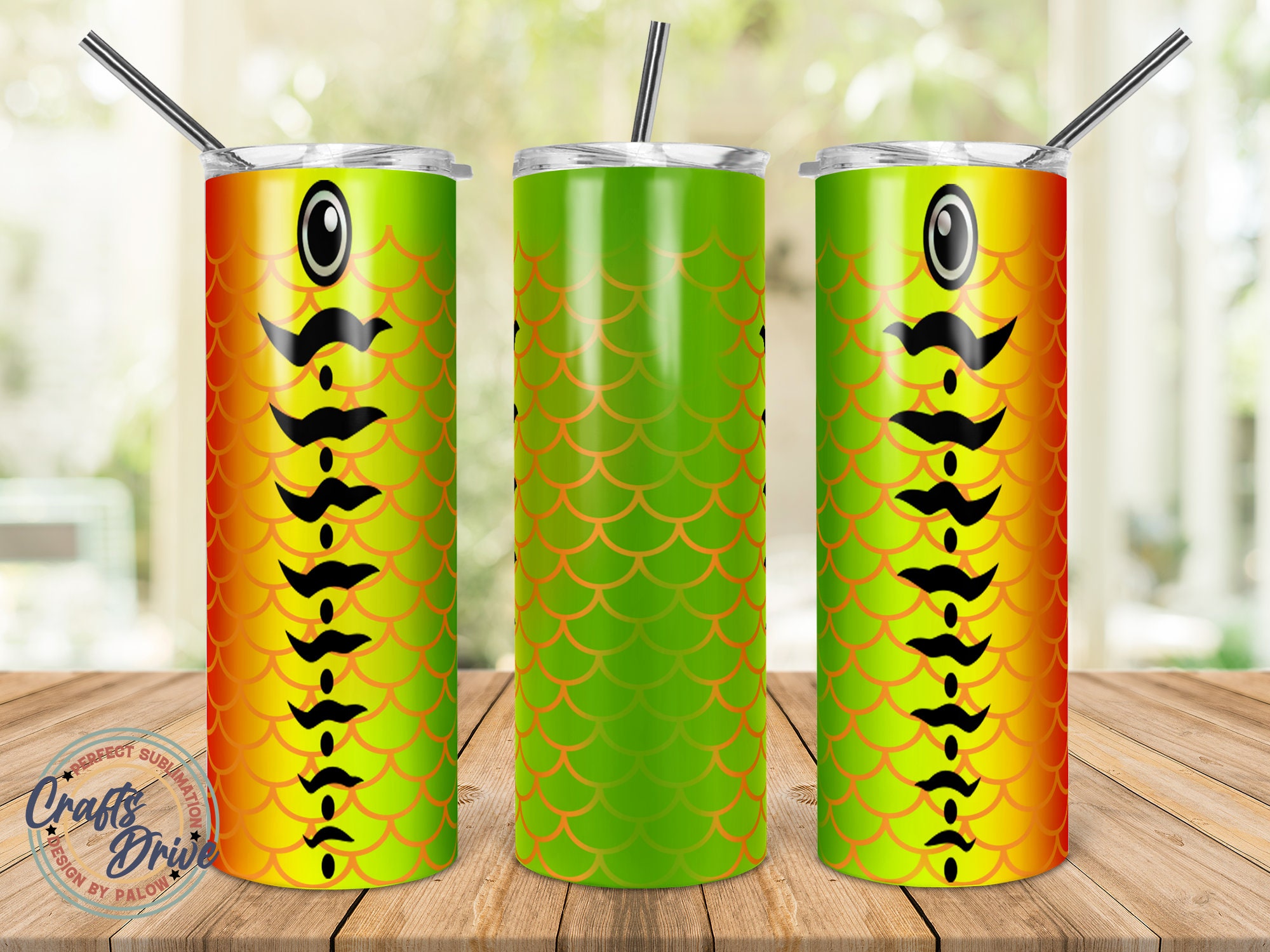 Fishing Lure Full Color Tumbler 20oz Skinny Seamless Tapered Etsy UK