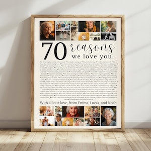 70 motivi per cui ti amiamo Modello di poster di compleanno Immagini stampabili, regalo di 70° compleanno per lui o lei Modificabile Personalizzato 70°