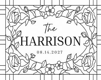 Faux Stained Glass Wedding Welcome Sign Template, Editable Canva, 20 x16 (Digital Download)