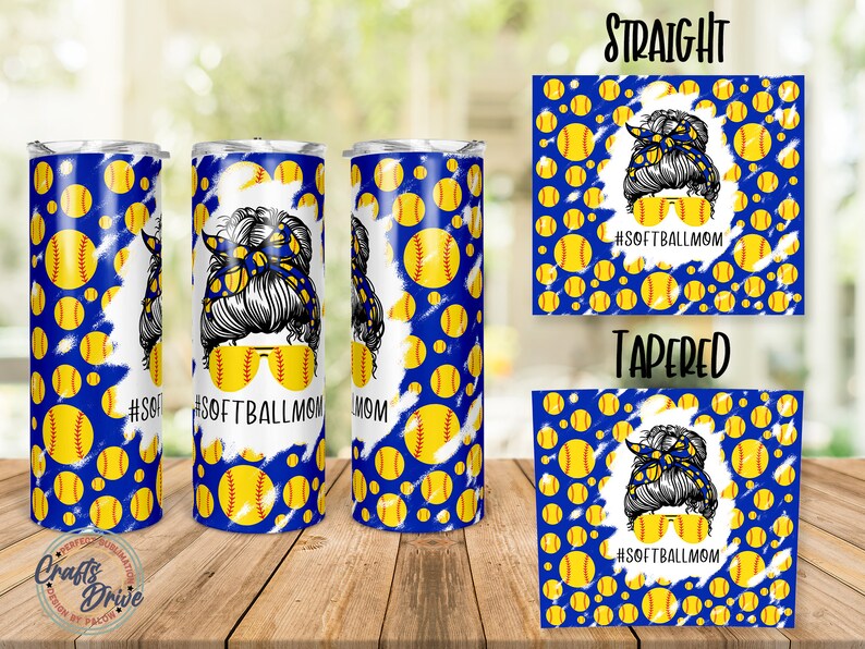 20oz Skinny Sublimation. Softball Mom Tumbler