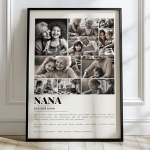 Nana Definition Photo Collage Canva Template, Presentes para o Dia das Mães. Presentes para a Avó. Arte de Parede para a Mãe. Presente para a Avó, Pôster para o Dia das Mães