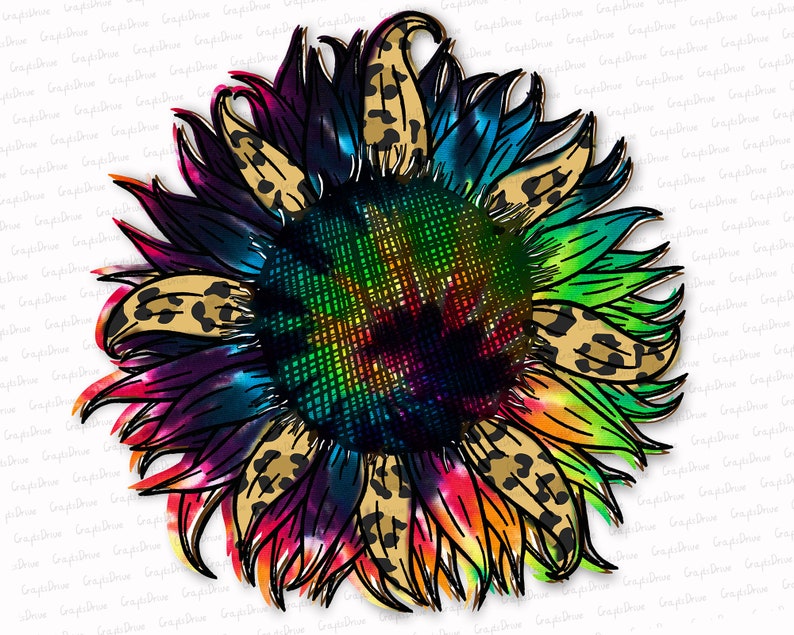 Leopard Tie Dye Sunflower png Sunflower Sublimation Png | Etsy