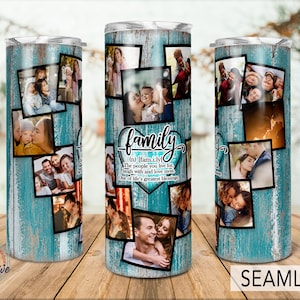 12 Família Definição Coração Foto Colagem Copo Modelo, Família Moldura Copo Copo, Presente de Aniversário de Casamento, 20oz Skinny Png Sublimação