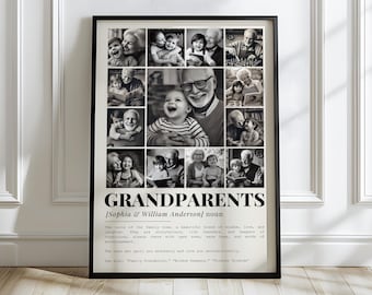 Großeltern Definition Fotocollage Vorlage, Großeltern Geschenke, Familien Porträts Wandkunst, Oma Geschenk, Muttertag Poster