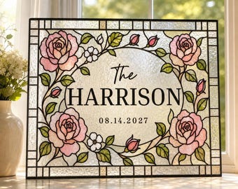 Faux Stained Glass Wedding Welcome Sign Template, Editable Canva, 20 x16 (Digital Download)