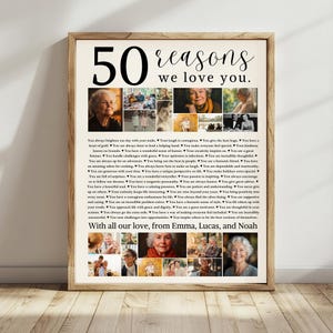 50 motivi per cui ti amiamo Modello di poster di compleanno Immagini stampabili, regalo di 50° compleanno per lui o lei Modificabile Personalizzato 50°