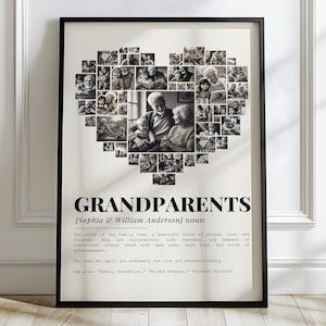 Plantilla de lienzo para collage de fotos con la definición de abuelos, regalos para abuelos, retratos familiares para pared, regalo para abuela, póster para el día de la madre