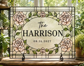 Faux Stained Glass Wedding Welcome Sign Template, Editable Canva, 20 x16 (Digital Download)
