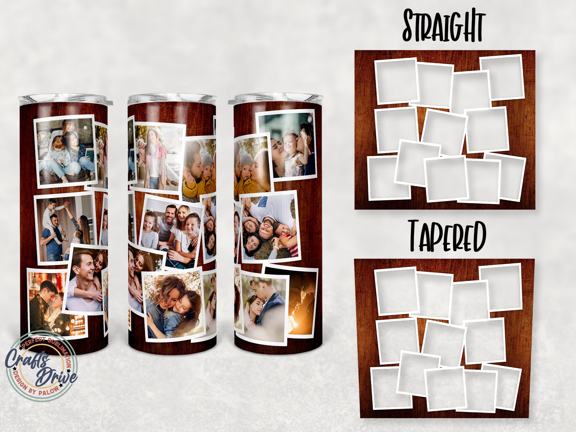 Polaroid Photo Tumbler Template Png Sublimation Photo Collage Etsy
