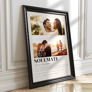 Modèle de toile de collage photo de définition d'âme soeur, cadeaux de Saint-Valentin, cadre photo, cadeau mémorable pour petit ami, cadeau pour petite amie