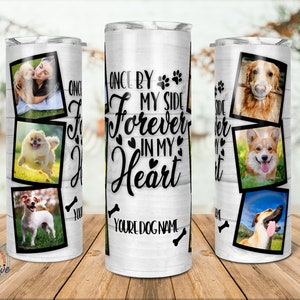 犬メモリアルタンブラー、写真コラージュタンブラー、写真フォトフレーム、20オンススキニータンブラー、ペットロスギフト、犬好きギフト、ペットお悔やみギフト