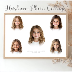 Erbstück Fotocollage Vorlagen Set, Erbstück zusammengesetzte Porträts, anpassbare Canva Vorlage für Familien Wandkunst