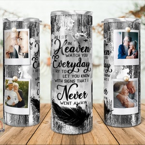 メモリアルタンブラー、「As I Sit In Heaven, Your Wings Were Ready」、思い出のギフト、お母さんへのメモリアルギフト、20 オンス スキニー昇華。