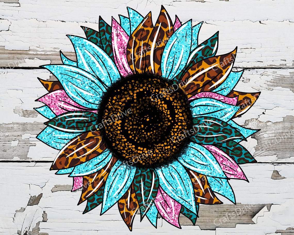 Download Leopard Tie Dye Sunflower png Sunflower Sublimation Png | Etsy