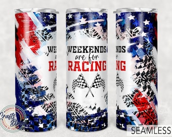 20 oz Skinny Tumbler Sublimation Design, Weekends Are For Racing, 20oz Skinny Png