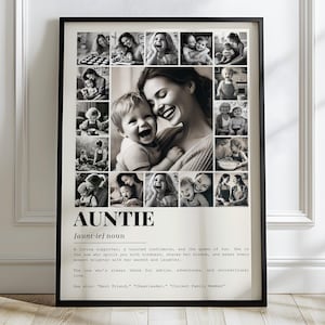 Modèle de toile de collage photo définition tante, affiche de cadeaux de fête des mères. Cadeaux grand-mère. Décoration murale pour la meilleure maman, grand-mère, grand-mère et grand-mère