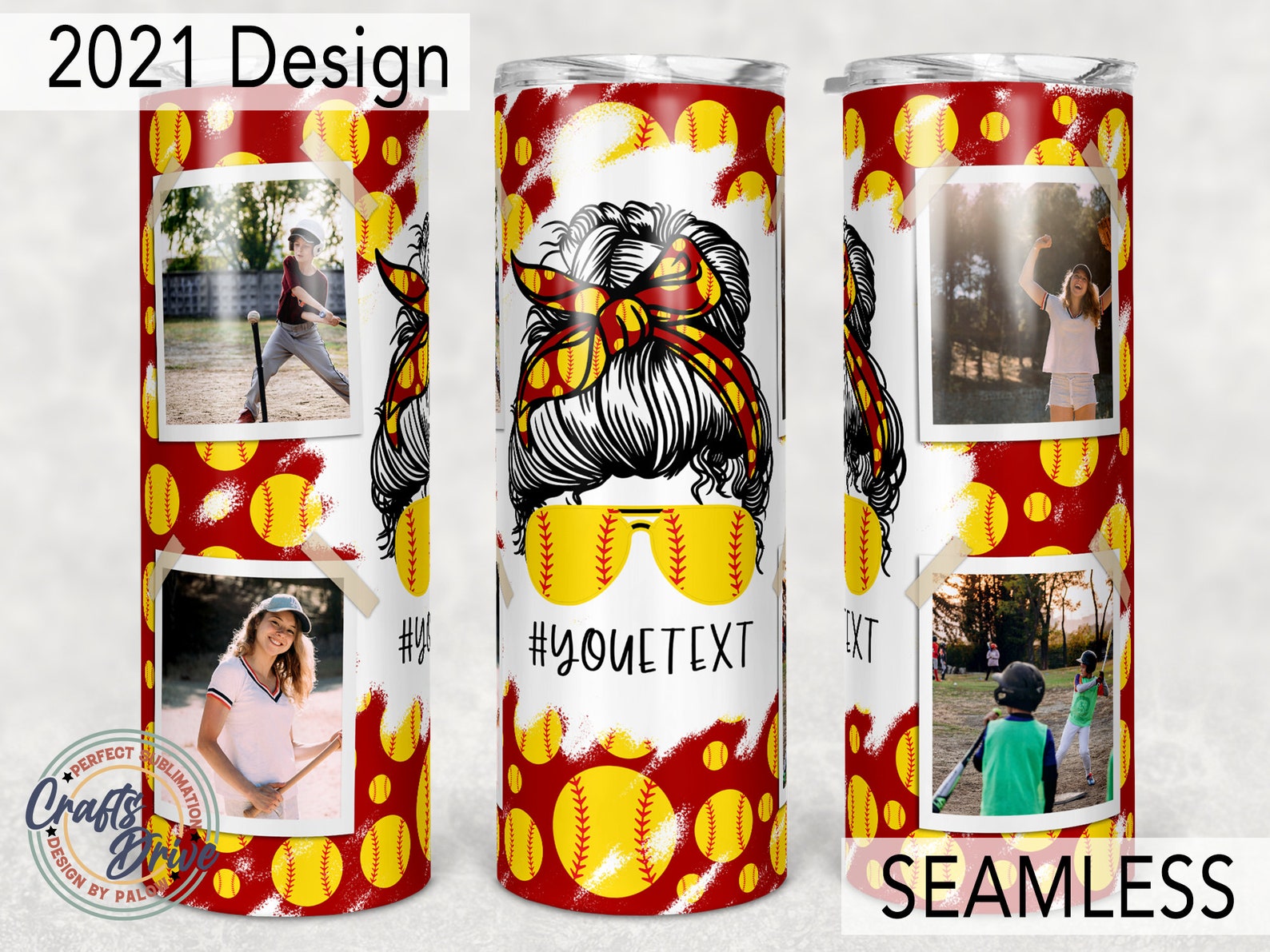 Polaroid Mom Messy Bun Life Softball Tumbler 20oz Skinny ...