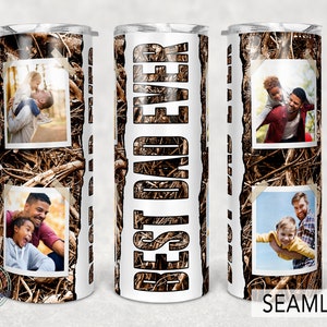 Camouflage Beste vader ooit Tumbler, Camo Photo Frame, Vaderdag Cadeau, 20oz Magere Sublimatie.