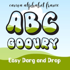 Grovvy canvas alfabetlijst, bewerkbare letters, canvas frame, doodle letters, canvas alfabet, invulbare letters png, digitaal alfabet